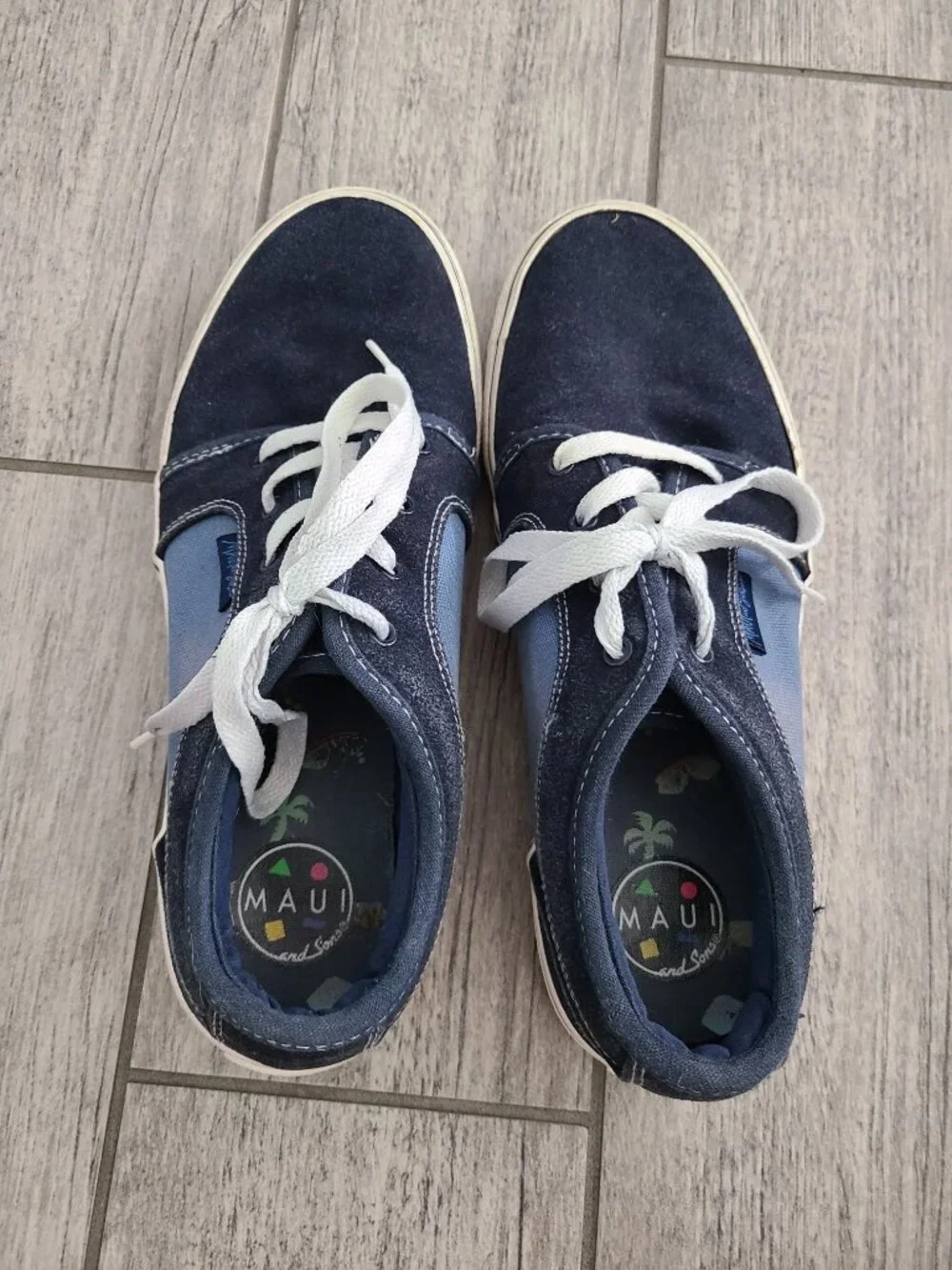 Maui and Sons Wave Men's Canvas Sneakers Blue Black Size 9.5